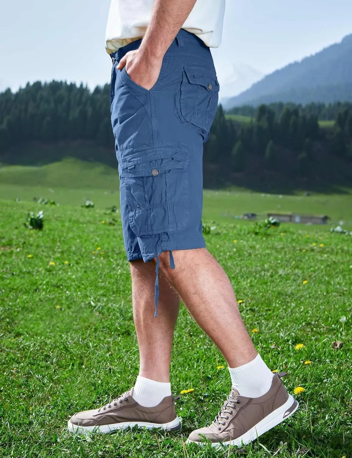 Cargo Shorts for Men Multi Pockets Mens Shorts Below Knee Casual Hiking Summer Shorts