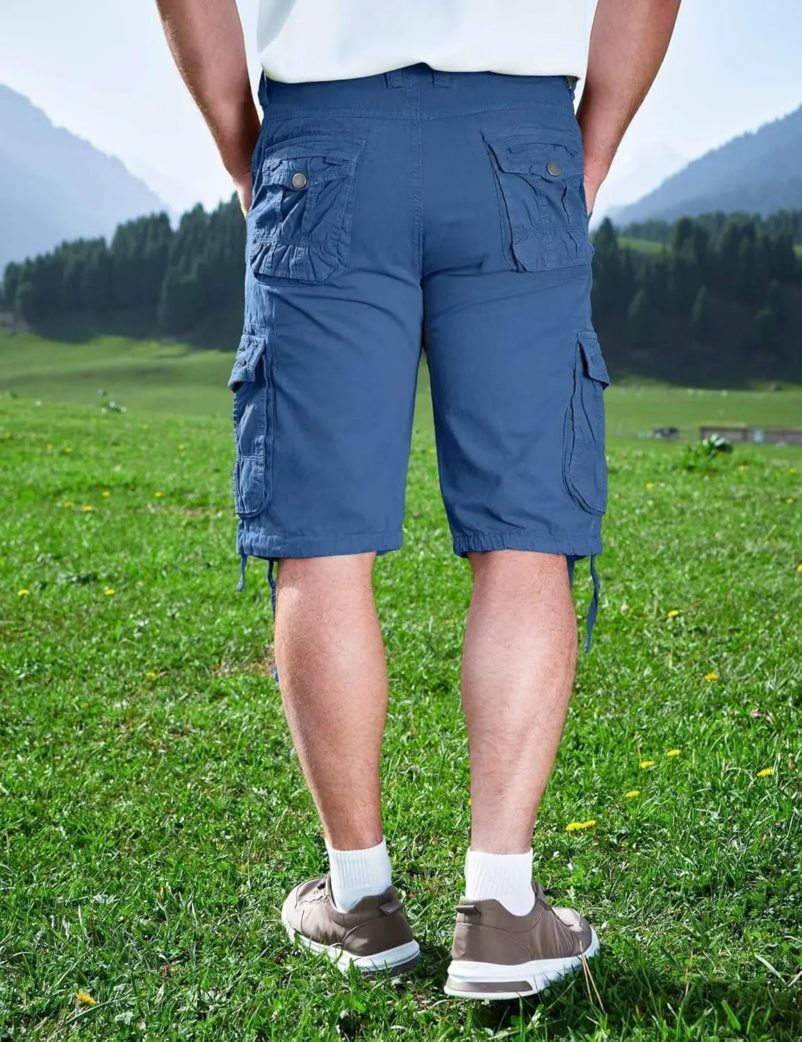 Cargo Shorts for Men Multi Pockets Mens Shorts Below Knee Casual Hiking Summer Shorts