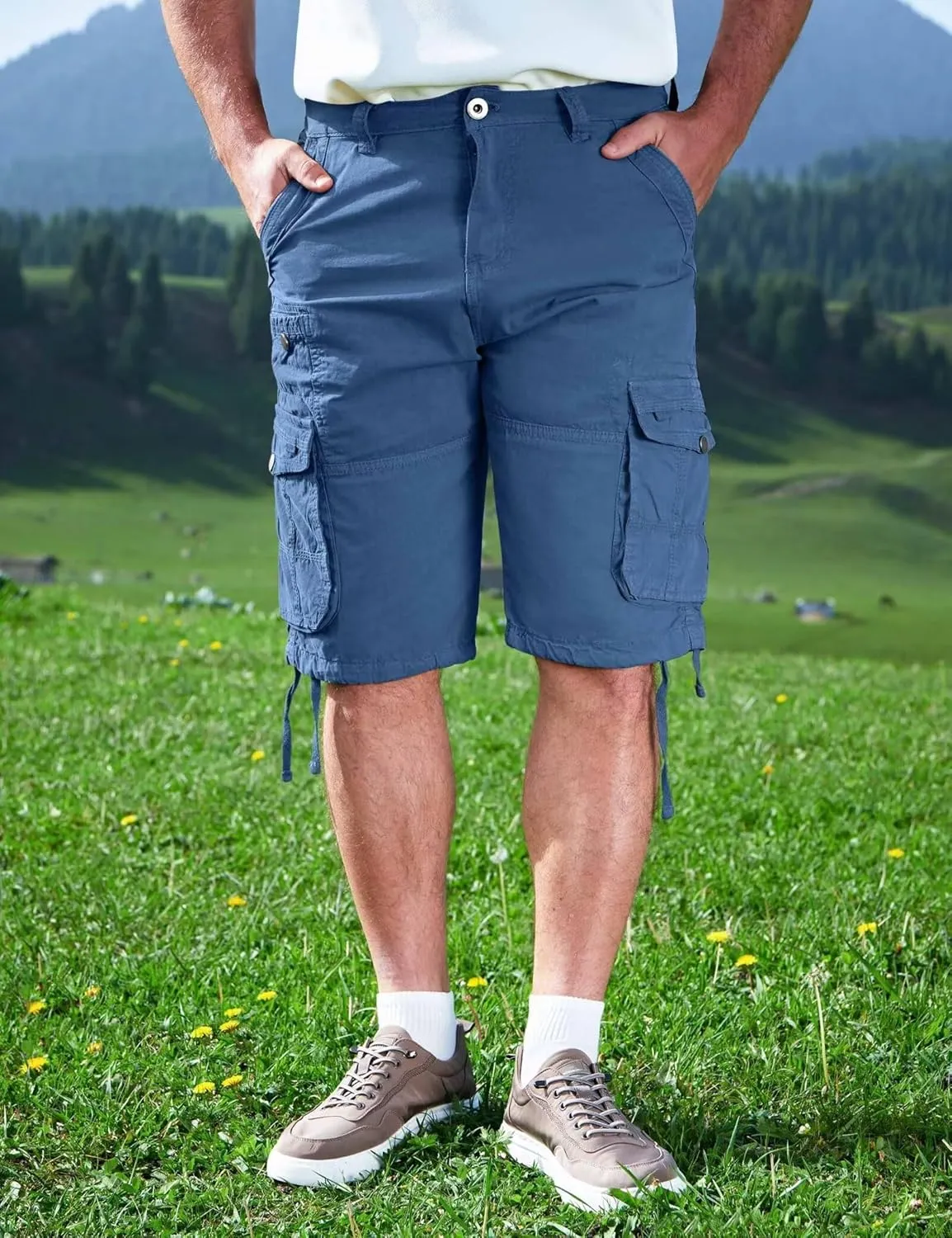 Cargo Shorts for Men Multi Pockets Mens Shorts Below Knee Casual Hiking Summer Shorts