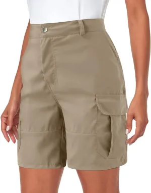 Cargo Shorts Women Casual Dressy Summer Pants Chino Shorts Lightweight Elastic Waist Beach Shorts with Pockets