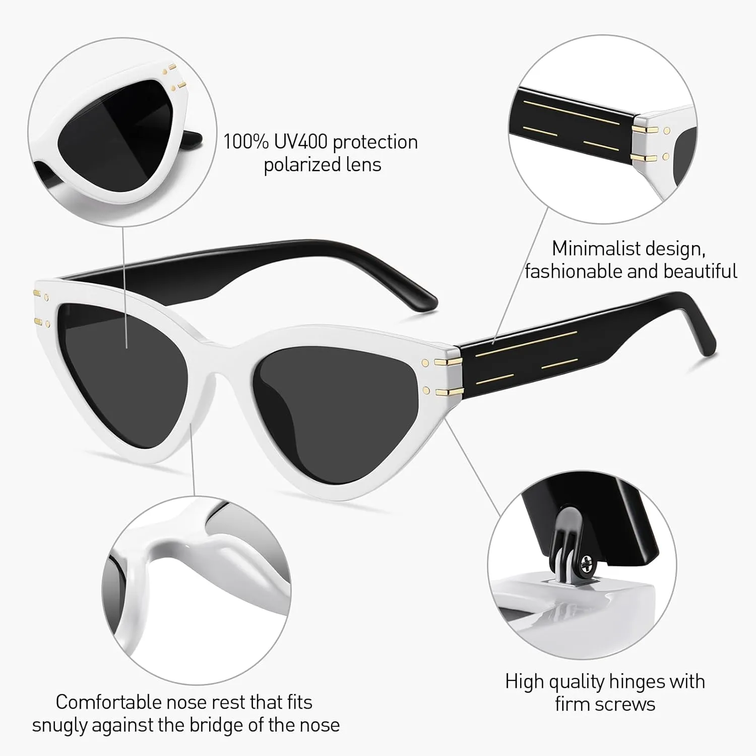 Cat Eye Sunglasses for Women Trendy Classic UV400 Protection Triangle Frame Cateye Sun Glasses