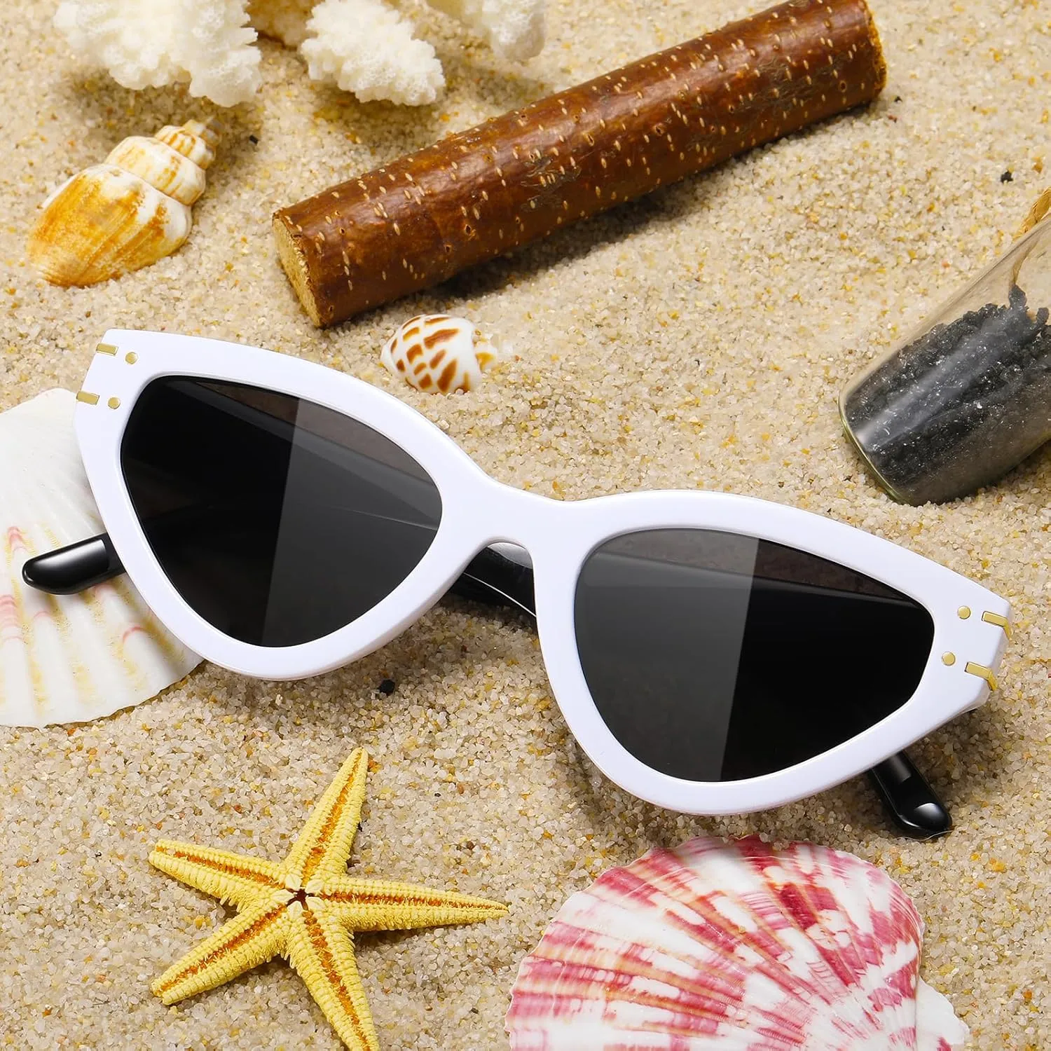 Cat Eye Sunglasses for Women Trendy Classic UV400 Protection Triangle Frame Cateye Sun Glasses