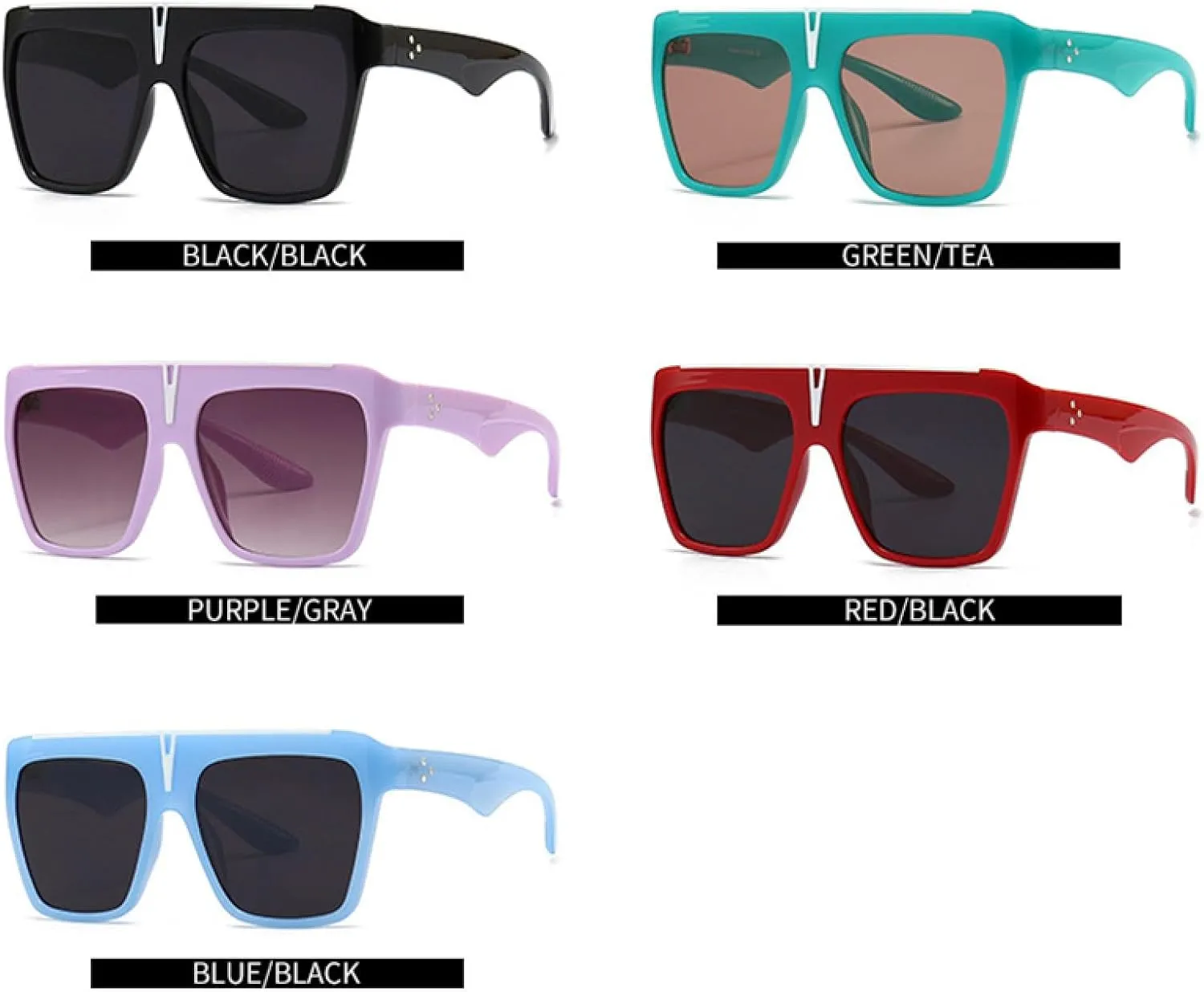 Classic Sunglasses Women Oversized Sun Glasses Men Fashion Luxury Shades Vintage Retro Rivets Big Frame