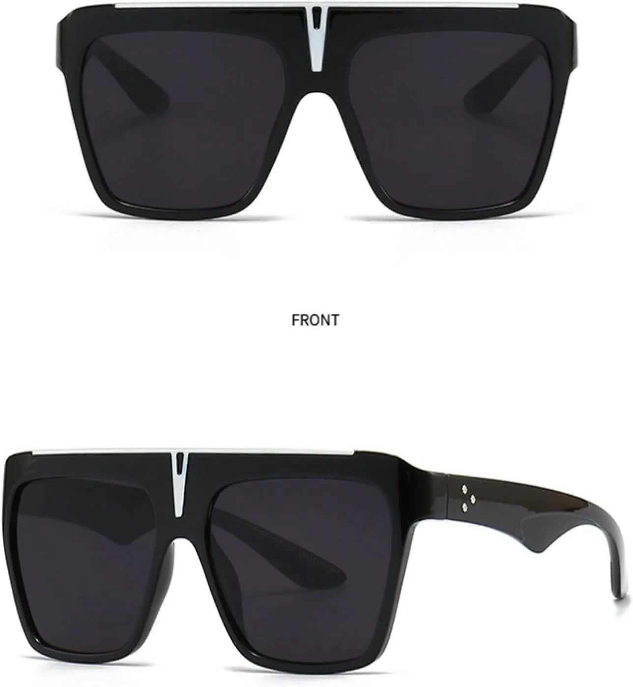 Classic Sunglasses Women Oversized Sun Glasses Men Fashion Luxury Shades Vintage Retro Rivets Big Frame