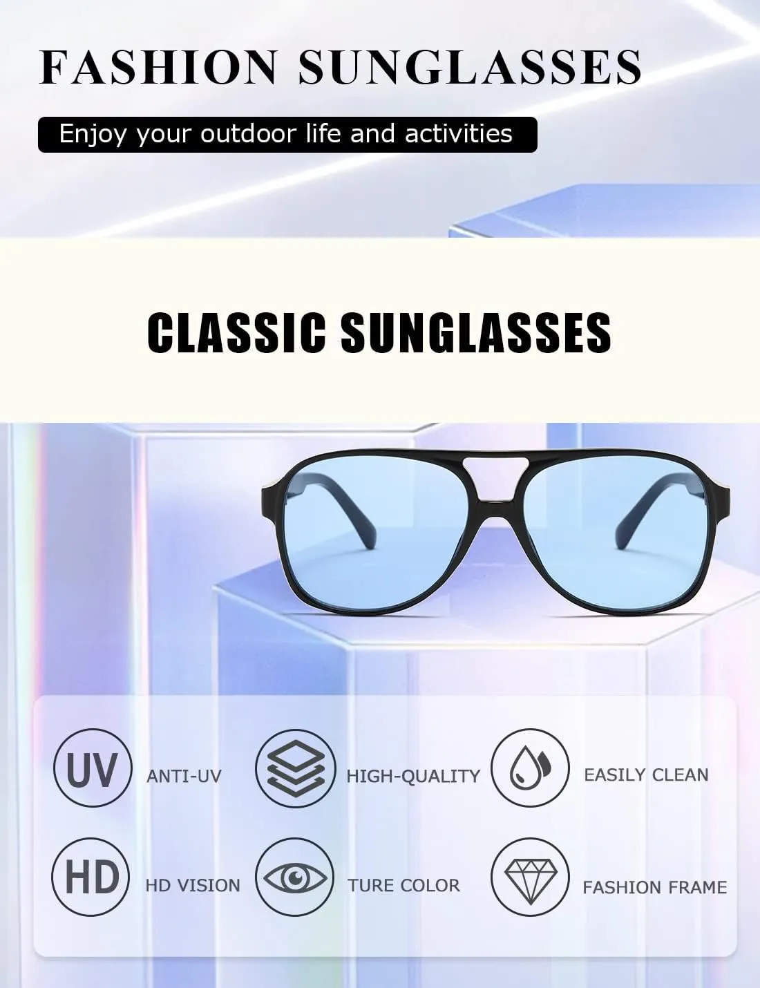 Classic Vintage Aviator Sunglasses for Women Men Large Frame Retro 70s Sunglasses