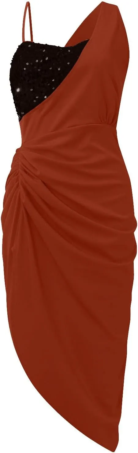 Cocktail Dresses for Women Evening Party,Sexy Off Shoulder Slip Bodycon Elegant Sequin Formal Plus Size Midi Dress