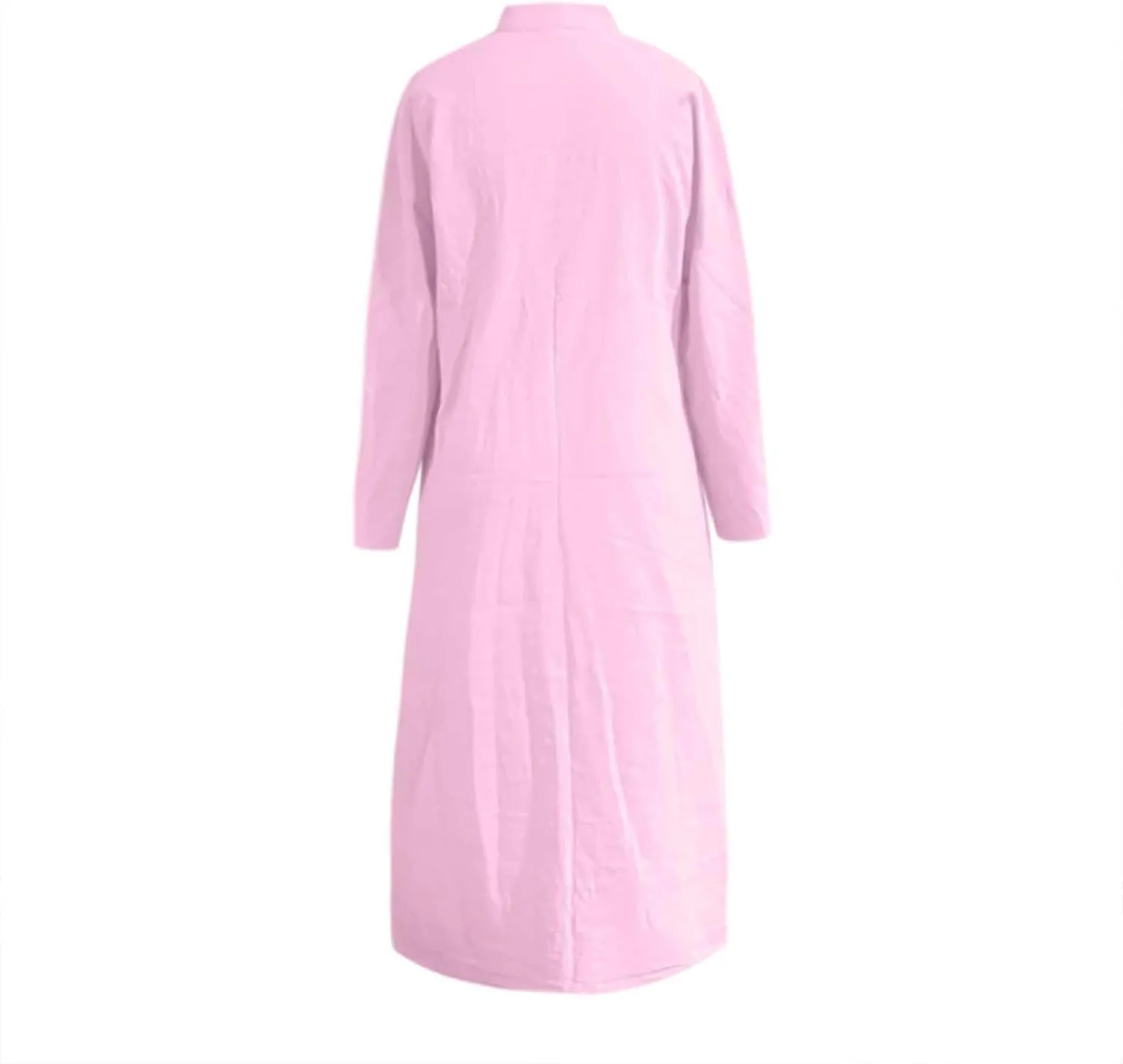 Collared Dress for Women Summer Casual Maxi Dresses Long Sleeve V Neck Shift Loose Dresses with Pockets