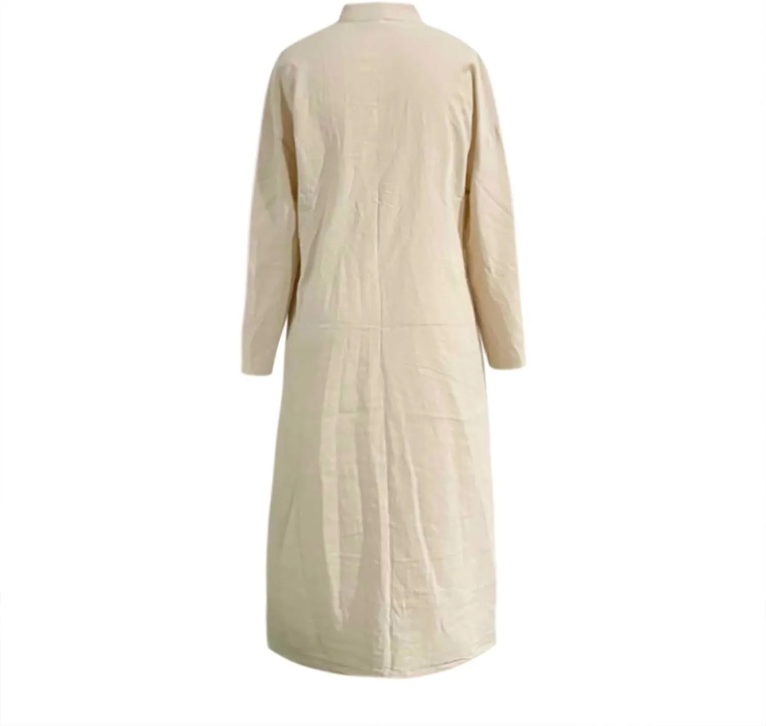 Collared Dress for Women Summer Casual Maxi Dresses Long Sleeve V Neck Shift Loose Dresses with Pockets