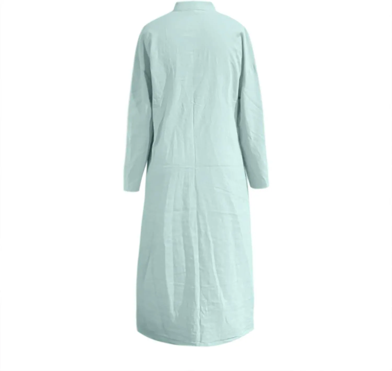 Collared Dress for Women Summer Casual Maxi Dresses Long Sleeve V Neck Shift Loose Dresses with Pockets