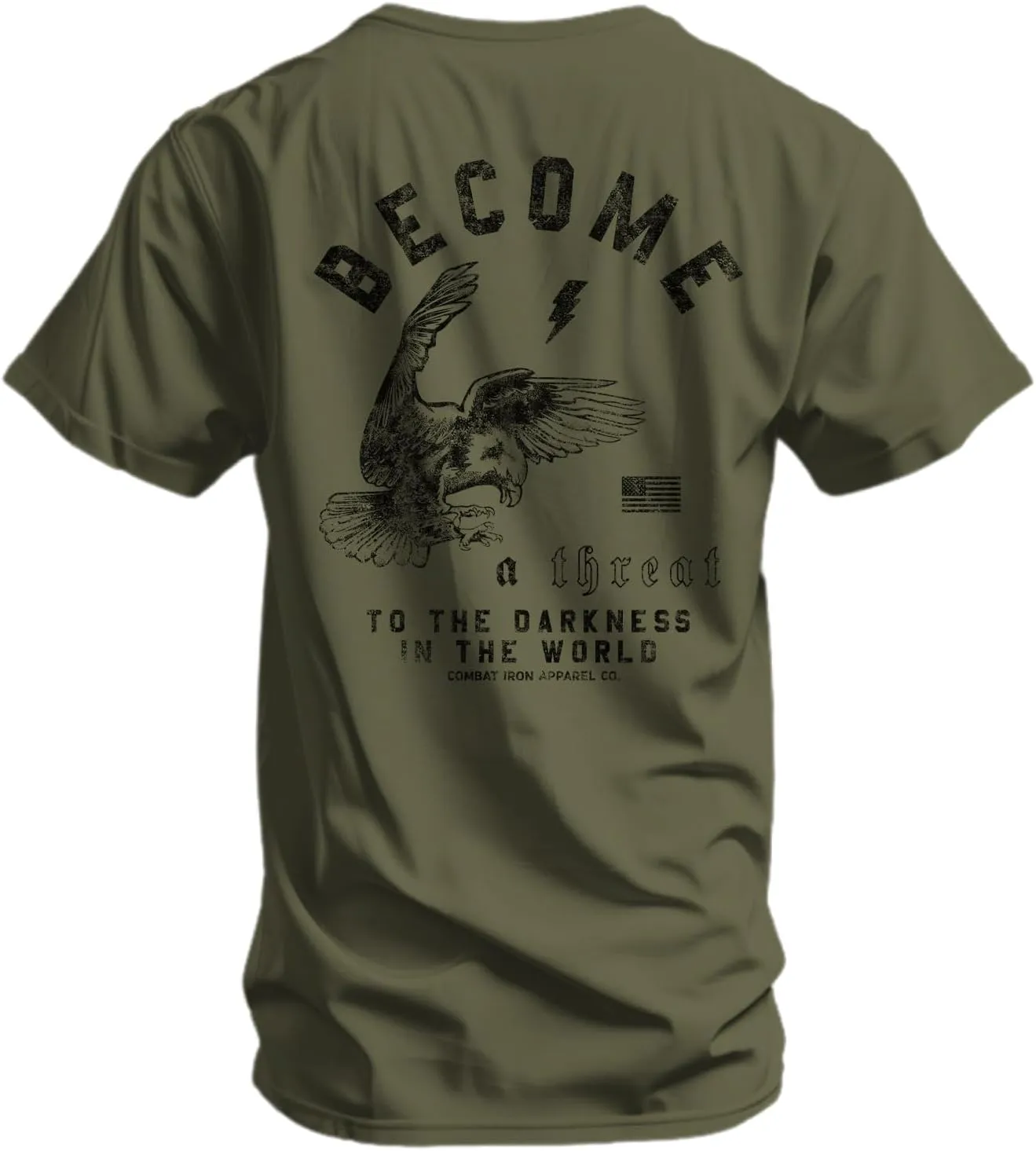 Combat Iron Men's Graphic T-Shirt | Become a Threat to The Darkness | Athletic Fit, Tagless Comfort