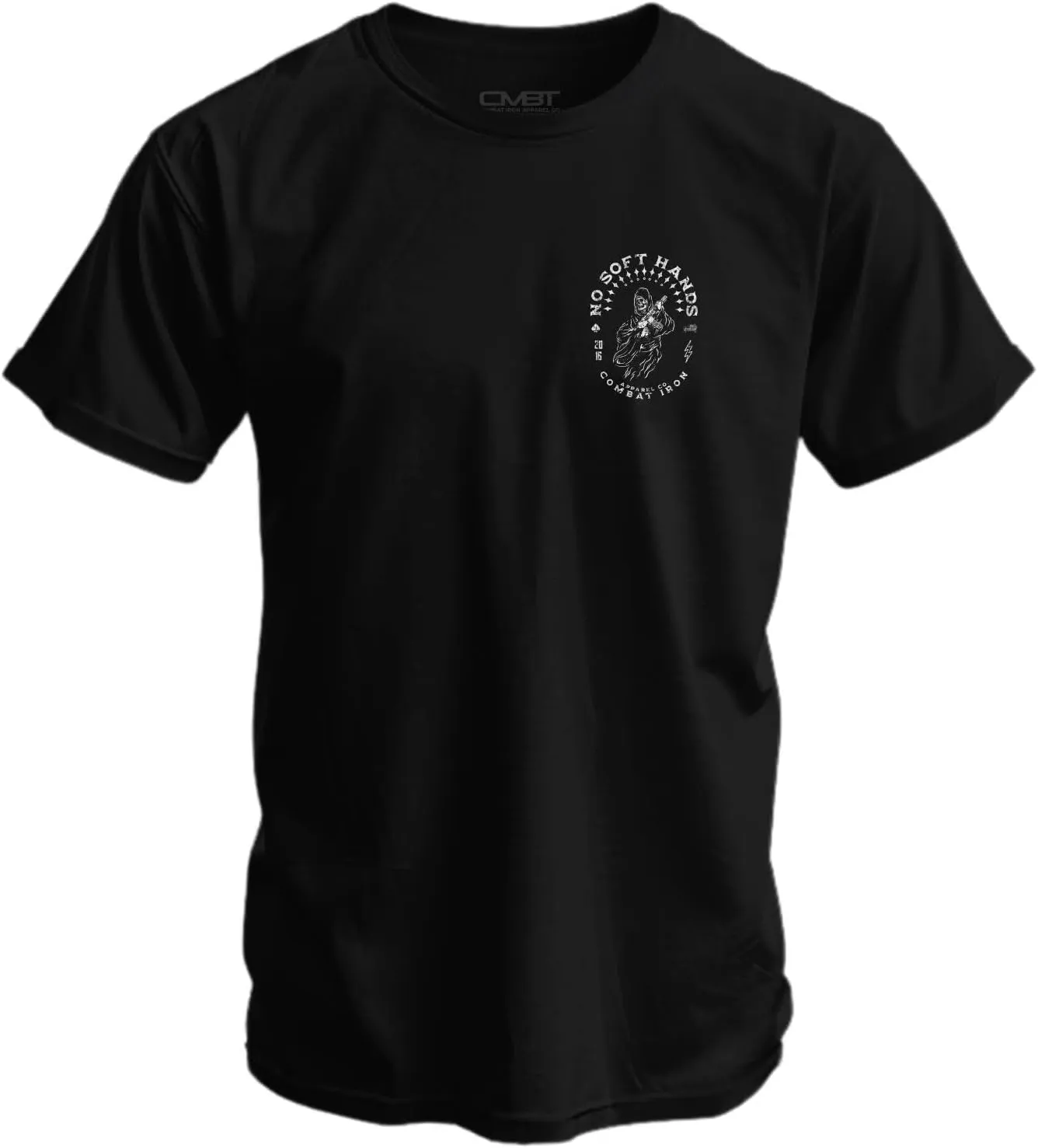 Combat Iron Men's Graphic T-Shirt | No Soft Hands, Reaper | Cotton-Poly Blend | Athletic Fit, Tagless Comfort