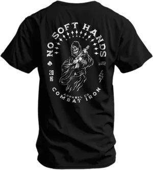 Combat Iron Men's Graphic T-Shirt | No Soft Hands, Reaper | Cotton-Poly Blend | Athletic Fit, Tagless Comfort