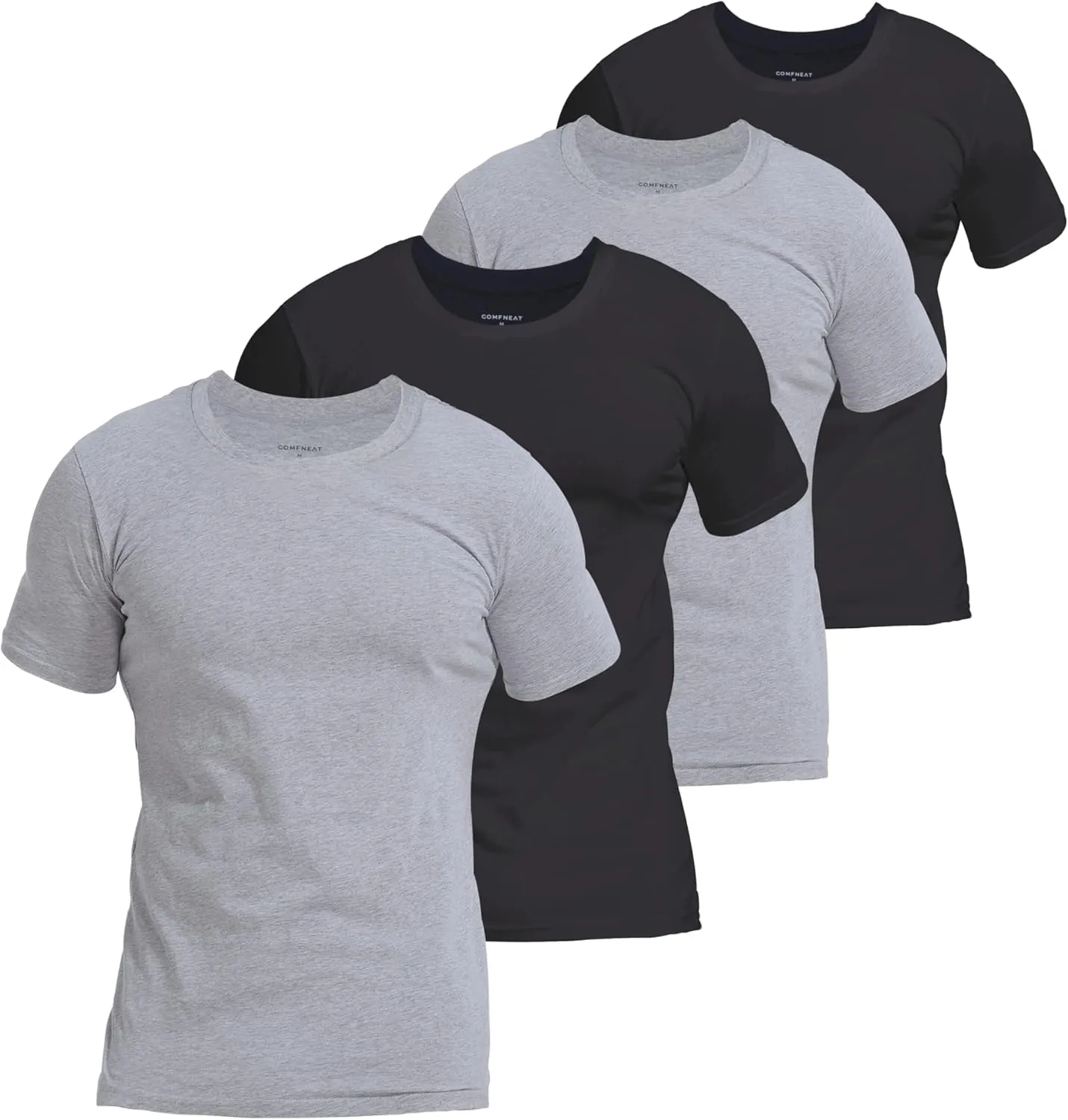Comfneat Men's 4-Pack Basic Tee Crew Neck Cotton T-Shirts Light Undershirts