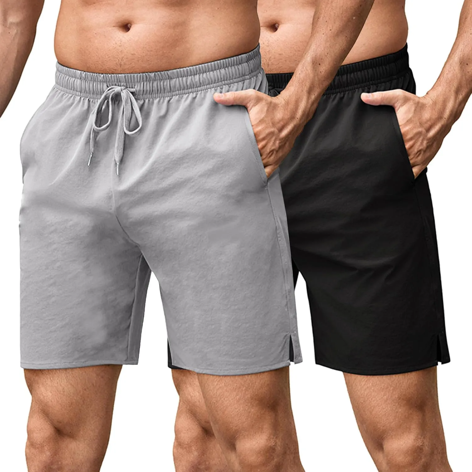COOFANDY Men's Casual Shorts 7 inch Quick Dry Lightweight Shorts Elastic Waist Summer Beach Shorts