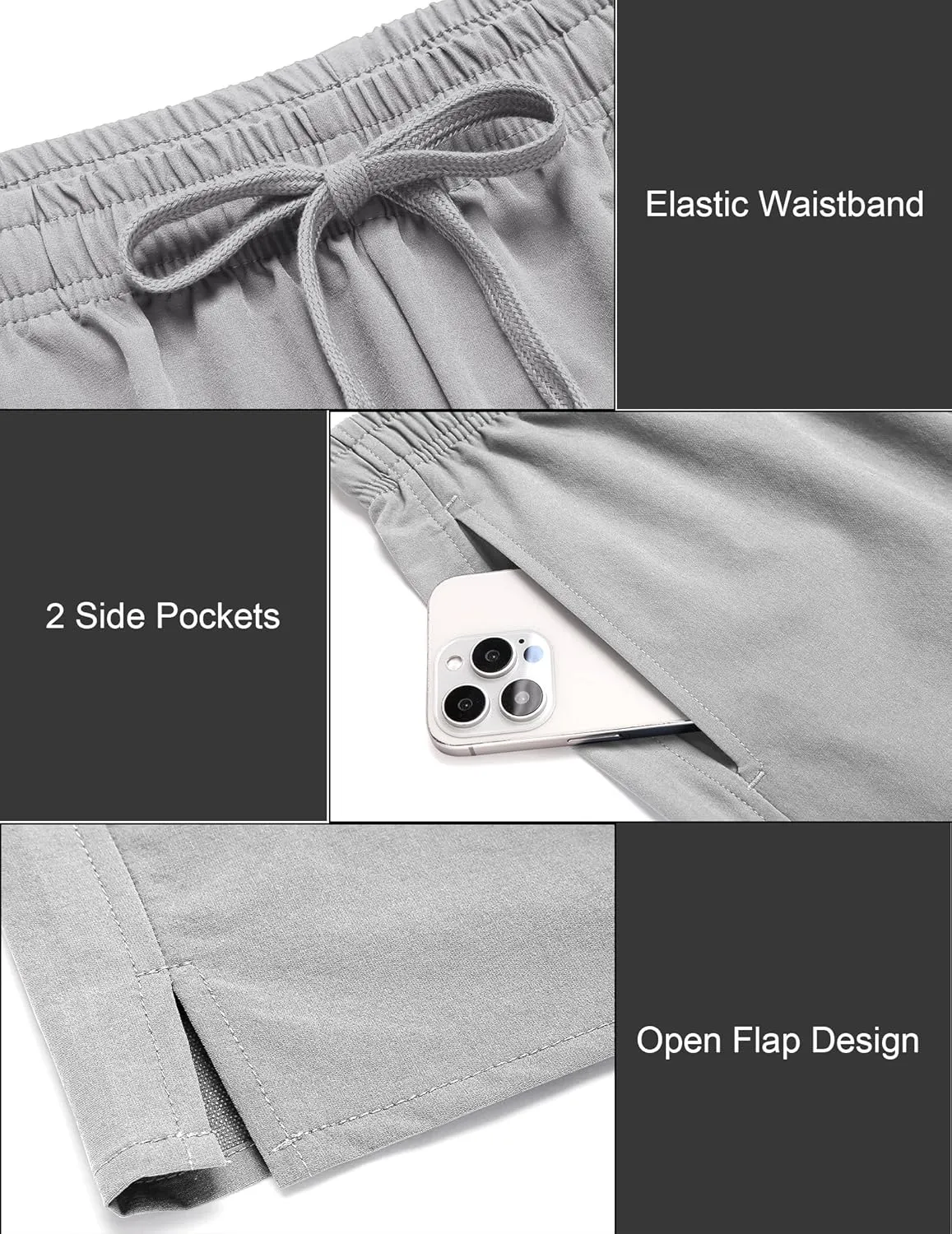 COOFANDY Men's Casual Shorts 7 inch Quick Dry Lightweight Shorts Elastic Waist Summer Beach Shorts
