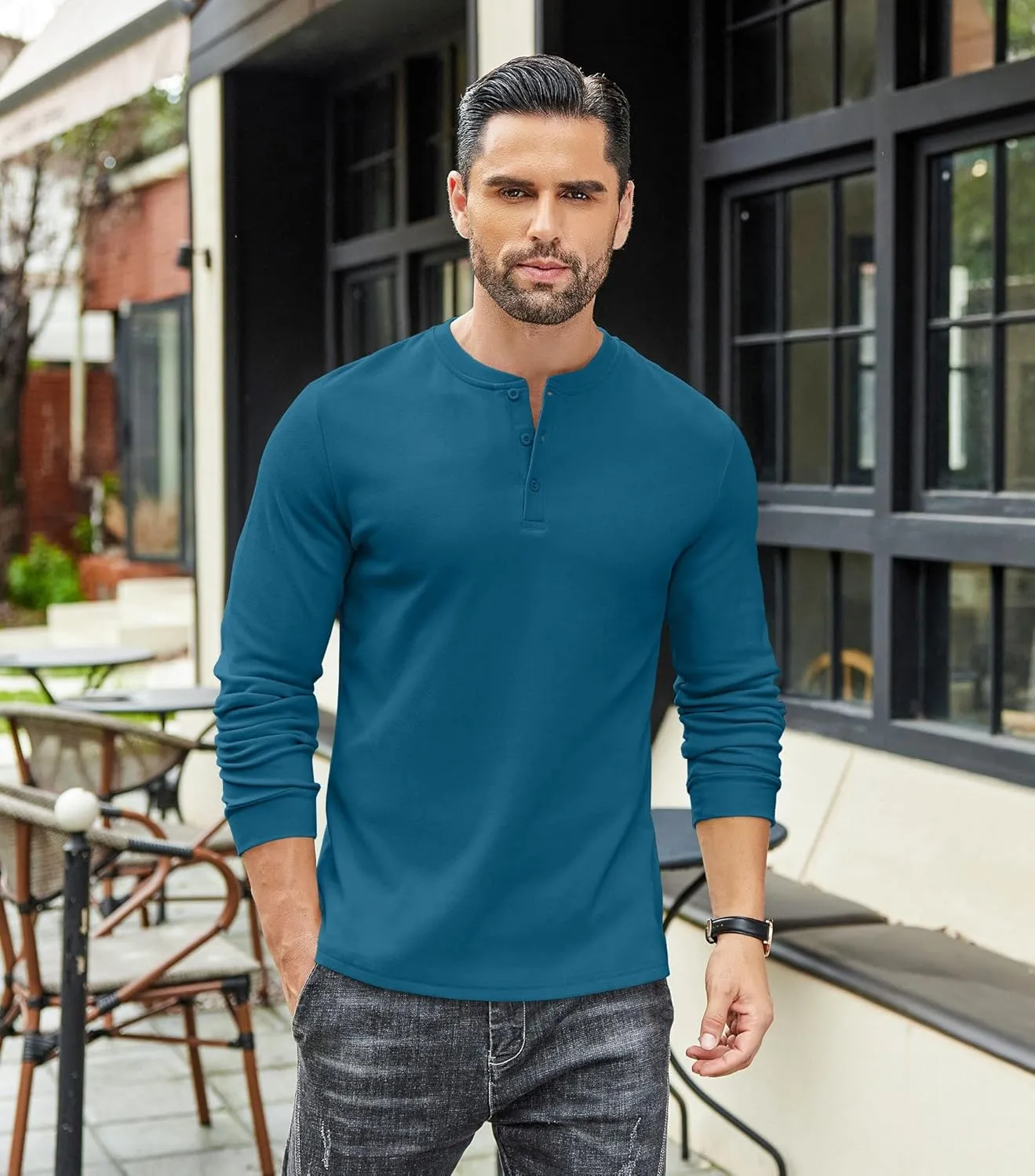 COOFANDY Men's Henley Shirts Long Sleeve Basic Pullover Shirt Lightweight Button T-Shirts