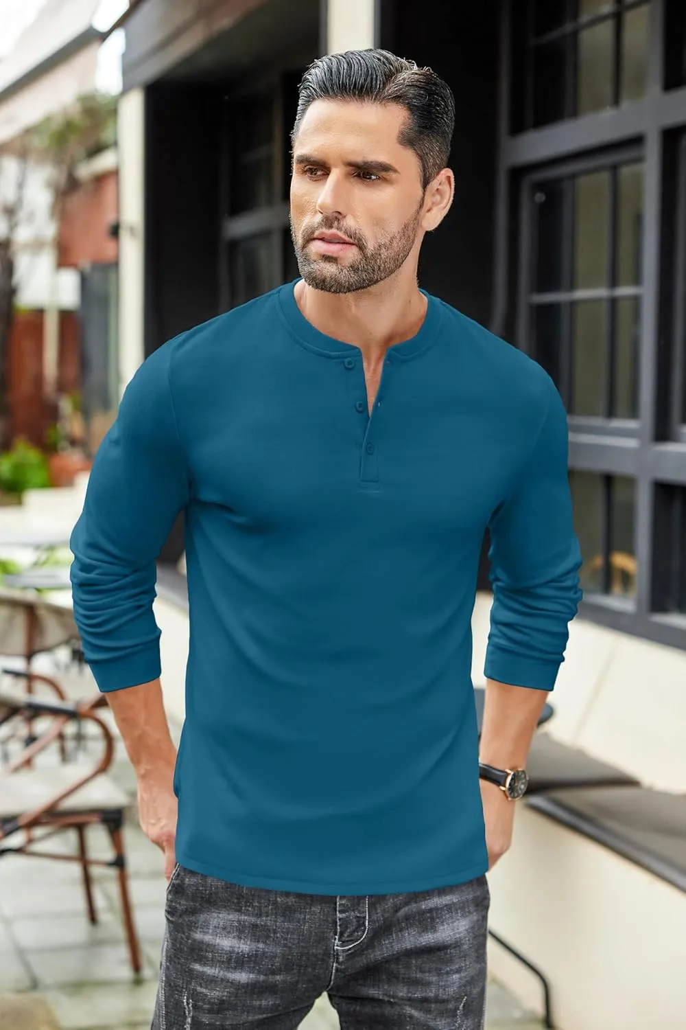 COOFANDY Men's Henley Shirts Long Sleeve Basic Pullover Shirt Lightweight Button T-Shirts
