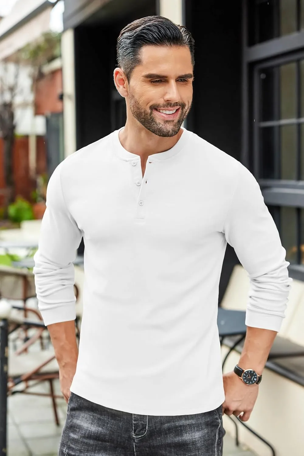 COOFANDY Men's Henley Shirts Long Sleeve Basic Pullover Shirt Lightweight Button T-Shirts