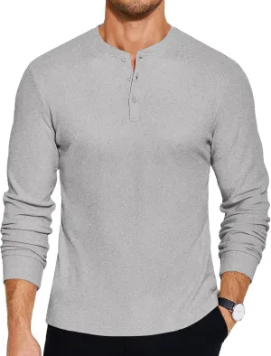 COOFANDY Men's Henley Shirts Long Sleeve Basic Pullover Shirt Lightweight Button T-Shirts