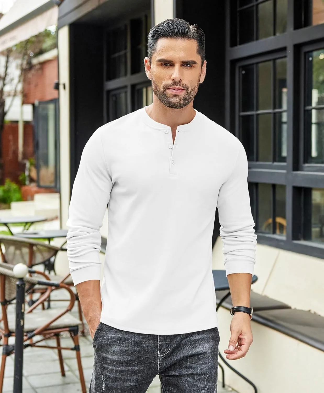 COOFANDY Men's Henley Shirts Long Sleeve Basic Pullover Shirt Lightweight Button T-Shirts