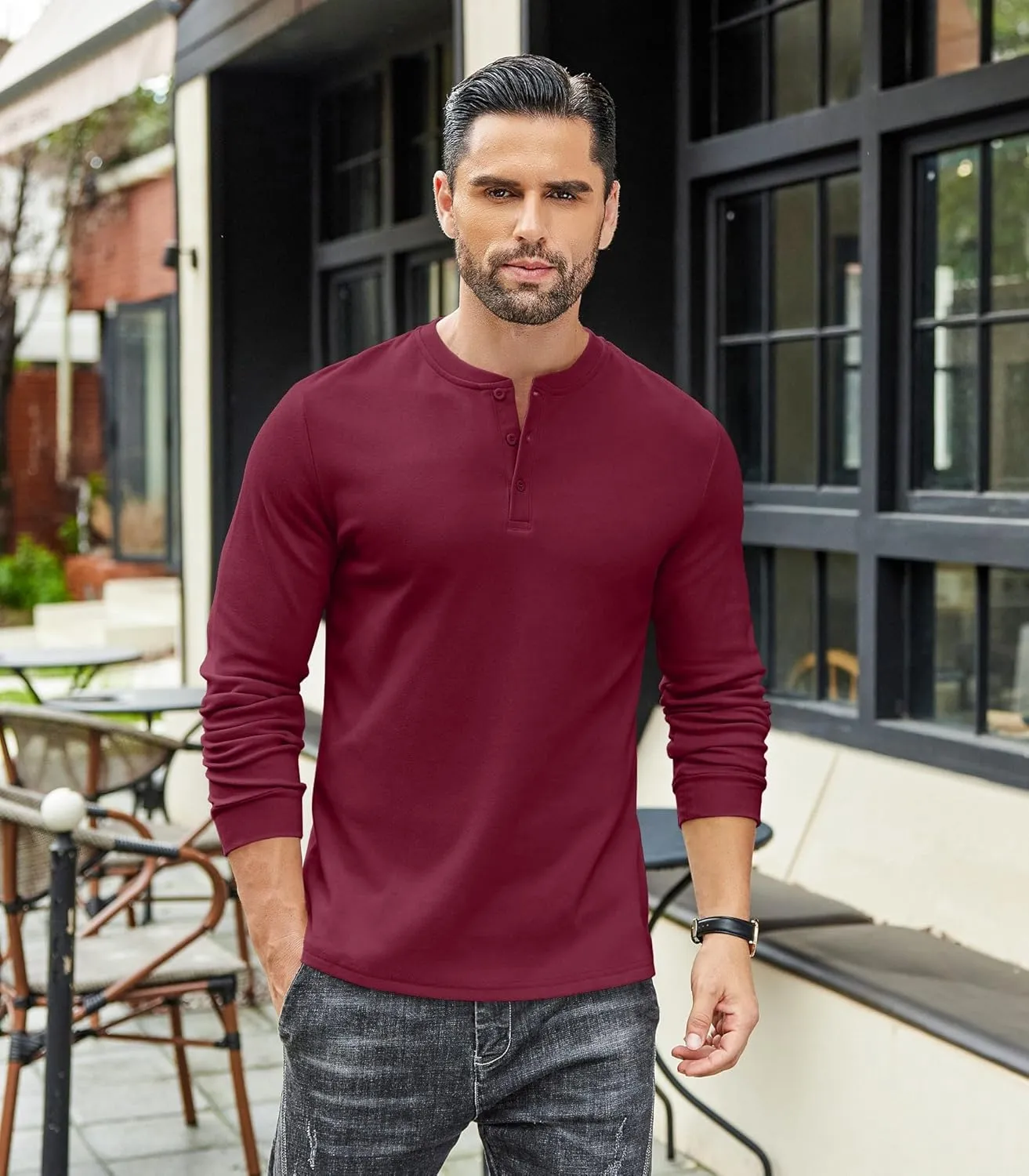 COOFANDY Men's Henley Shirts Long Sleeve Basic Pullover Shirt Lightweight Button T-Shirts