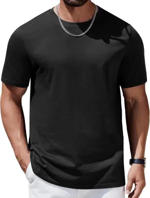 COOFANDY Mens T-Shirts 100% Cotton Heavyweight Premium Short Sleeve Shirt Crew Neck Basic Tshirt