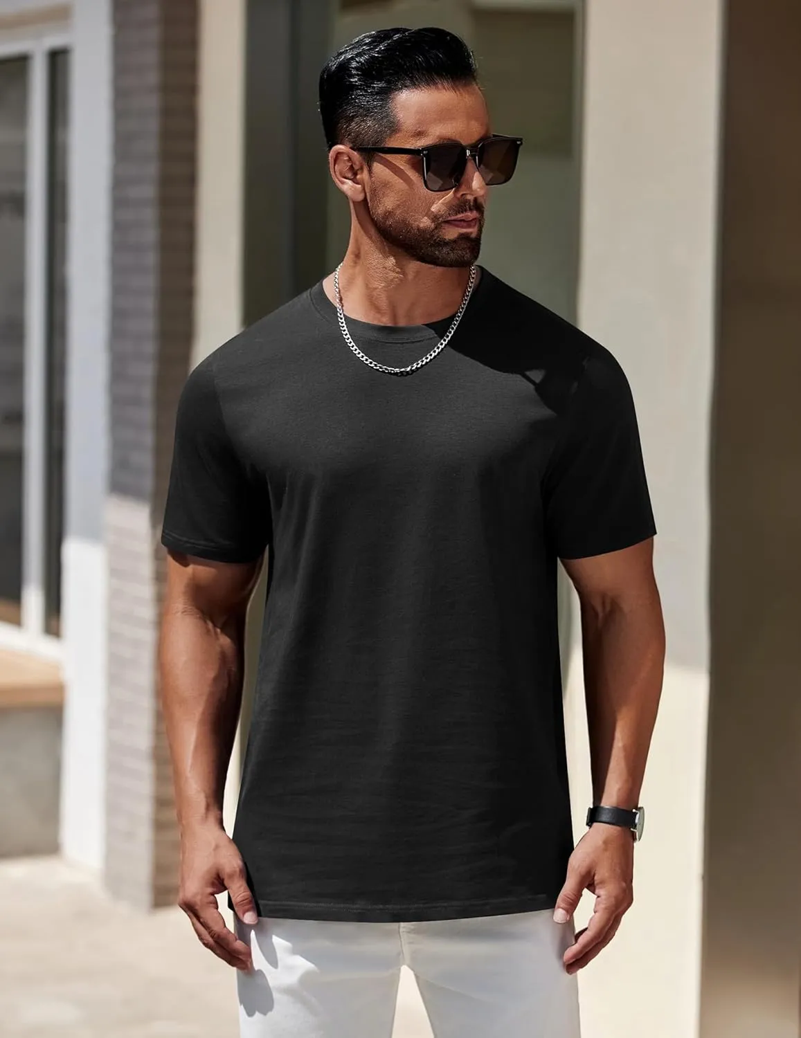 COOFANDY Mens T-Shirts 100% Cotton Heavyweight Premium Short Sleeve Shirt Crew Neck Basic Tshirt