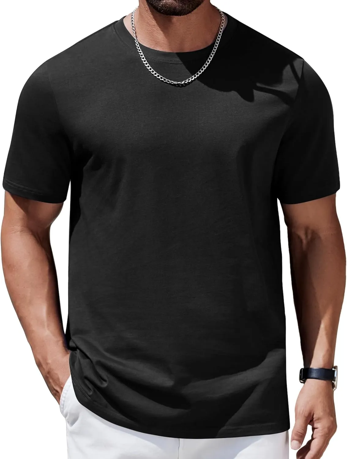 COOFANDY Mens T-Shirts 100% Cotton Heavyweight Premium Short Sleeve Shirt Crew Neck Basic Tshirt