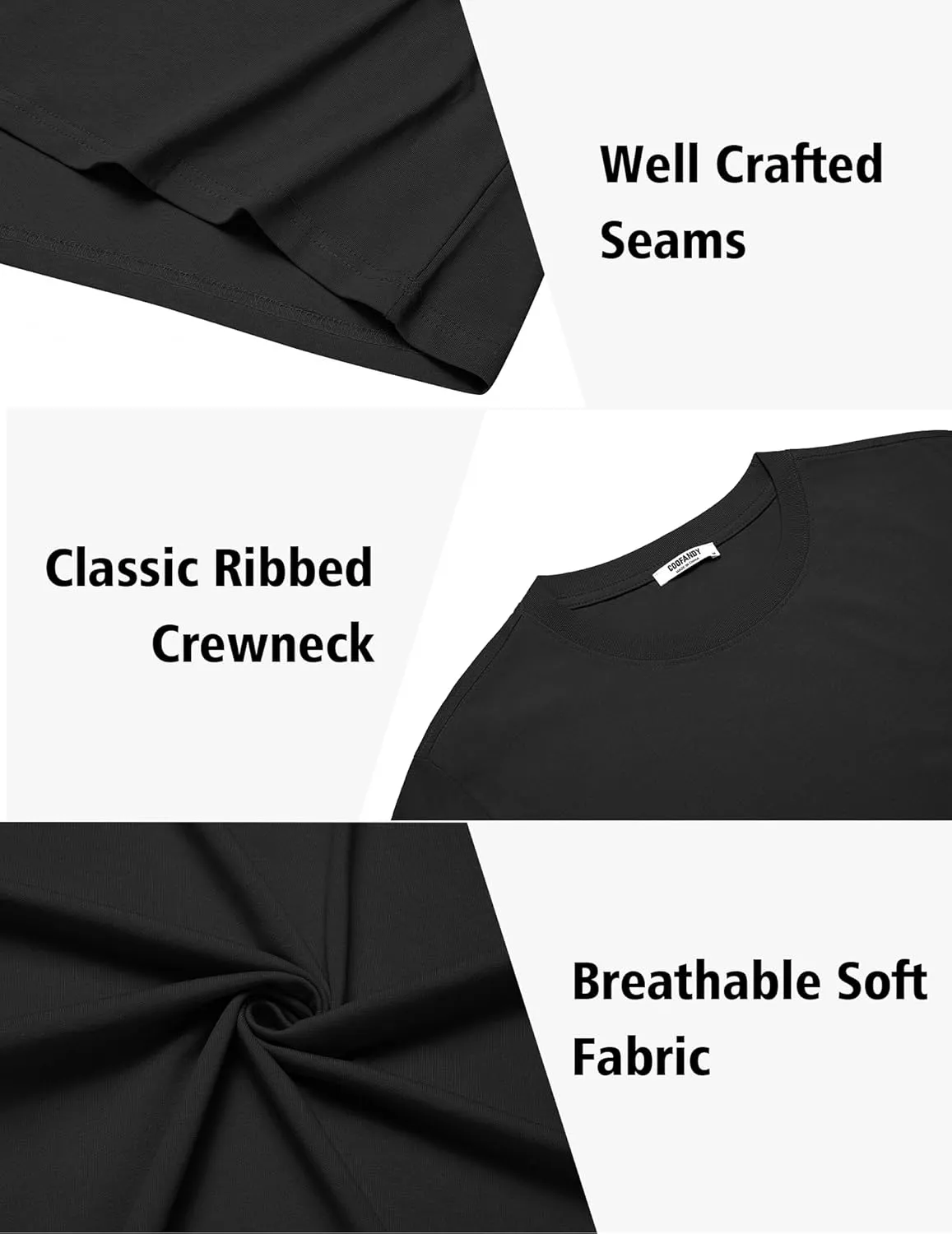 COOFANDY Mens T-Shirts 100% Cotton Heavyweight Premium Short Sleeve Shirt Crew Neck Basic Tshirt