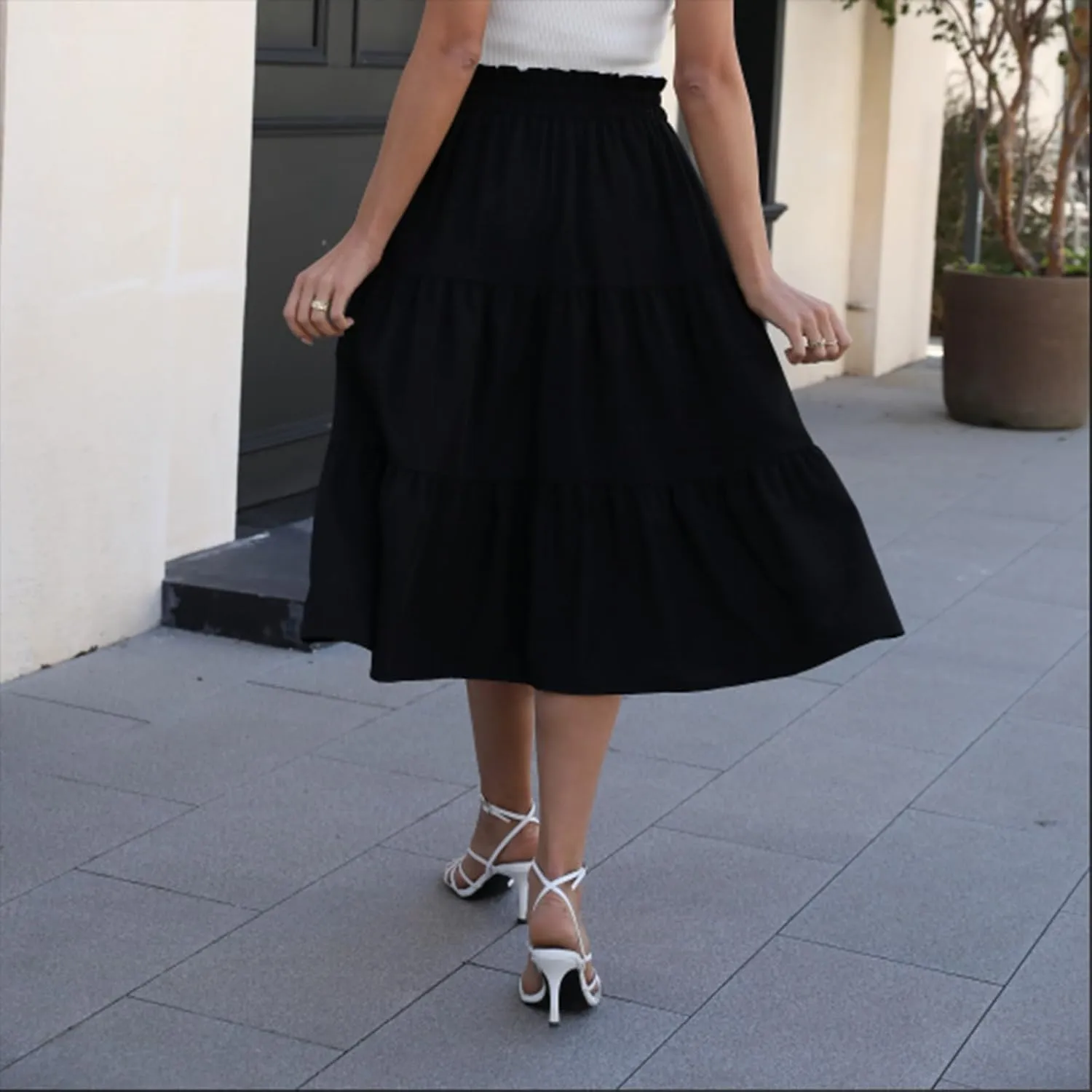 COTECRAM Womens Boho Floral Print Skirt Trendy Pleated A-Line Skirts Casual Flowy Swing Midi Skirts Beach Vacation Clothes