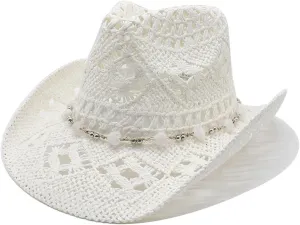 Cowboy Hats for Women Western White Cowgirl Hat Cow Girl Hat Wild West Cowgirl Costume Beach Vacation Clothes for Women