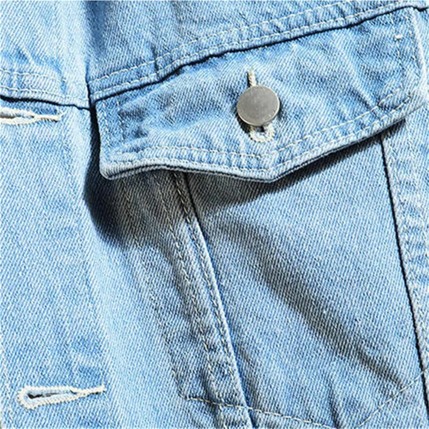Denim Jacket Men Hooded Casual Jean Jackets Streetwear Solid Color Turn Down Collar Denim Coats