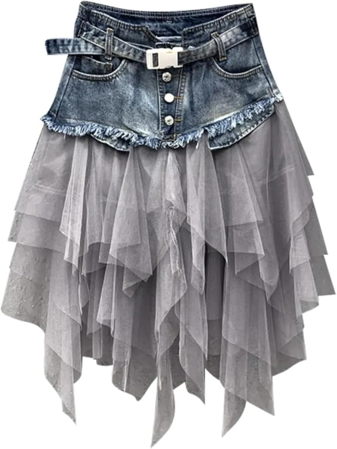 Denim Skirt Patchwork Skirt Jean Skirts Mesh Skirts Flowy Skirts Pleated Skirt Mini Skirts Y2K Skirt Trendy Skirt