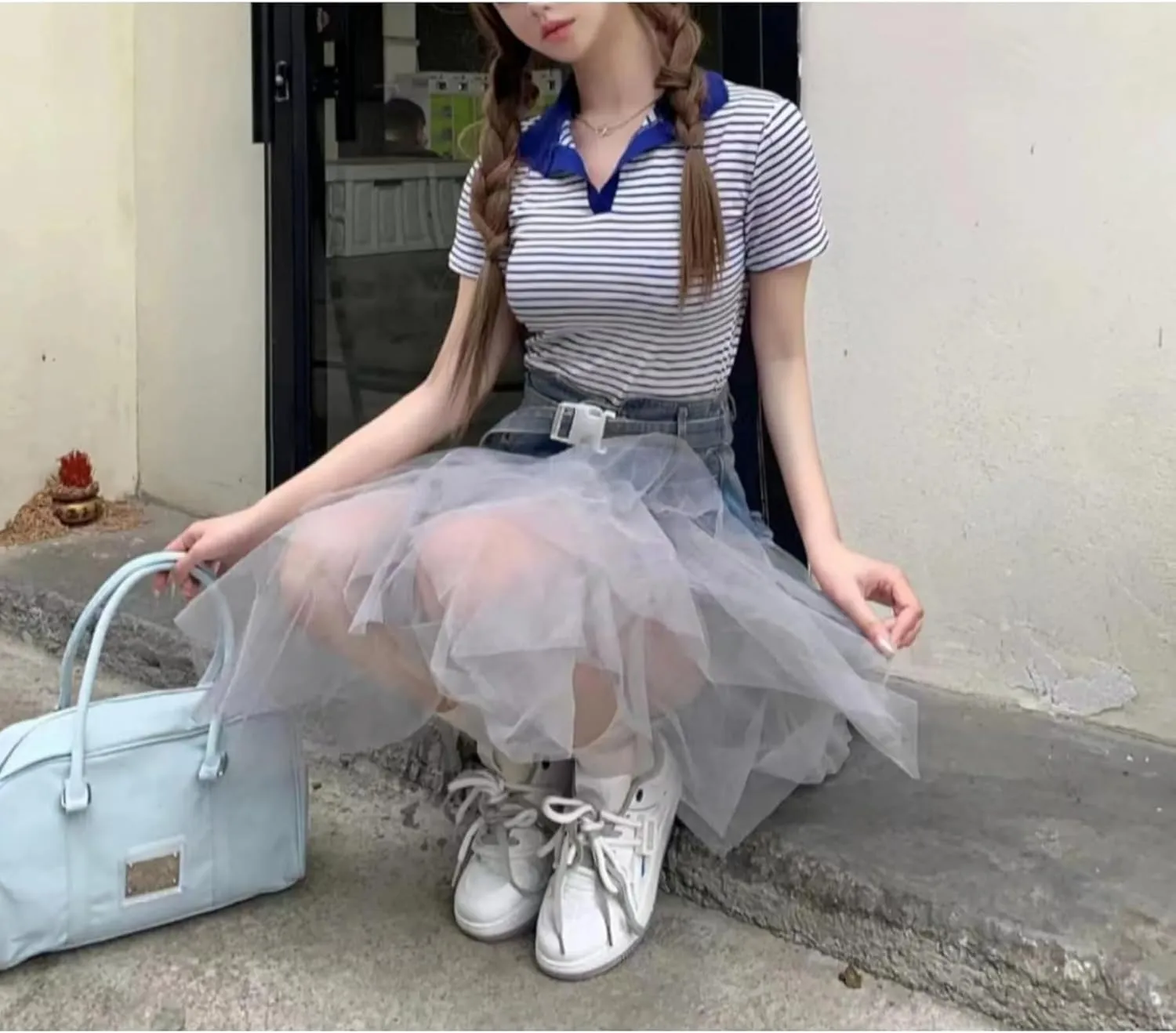 Denim Skirt Patchwork Skirt Jean Skirts Mesh Skirts Flowy Skirts Pleated Skirt Mini Skirts Y2K Skirt Trendy Skirt
