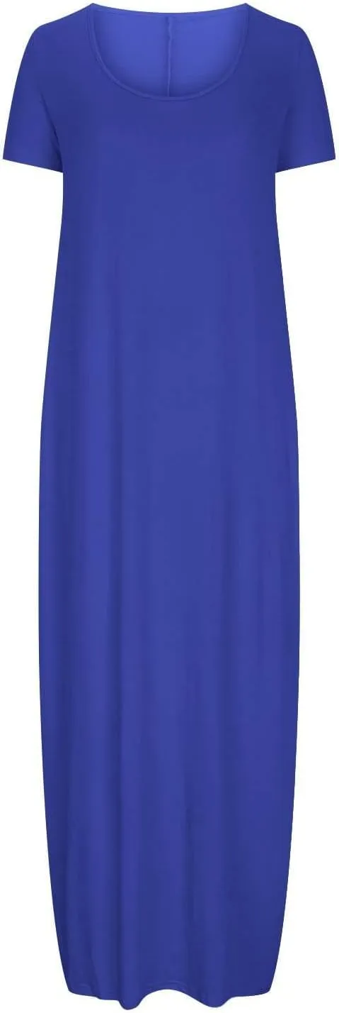 Dresses for Women 2025 Casual Summer Maxi Dresses Short Sleeve Round Neck Dress Plus Size Long Beach Vacation Sundress