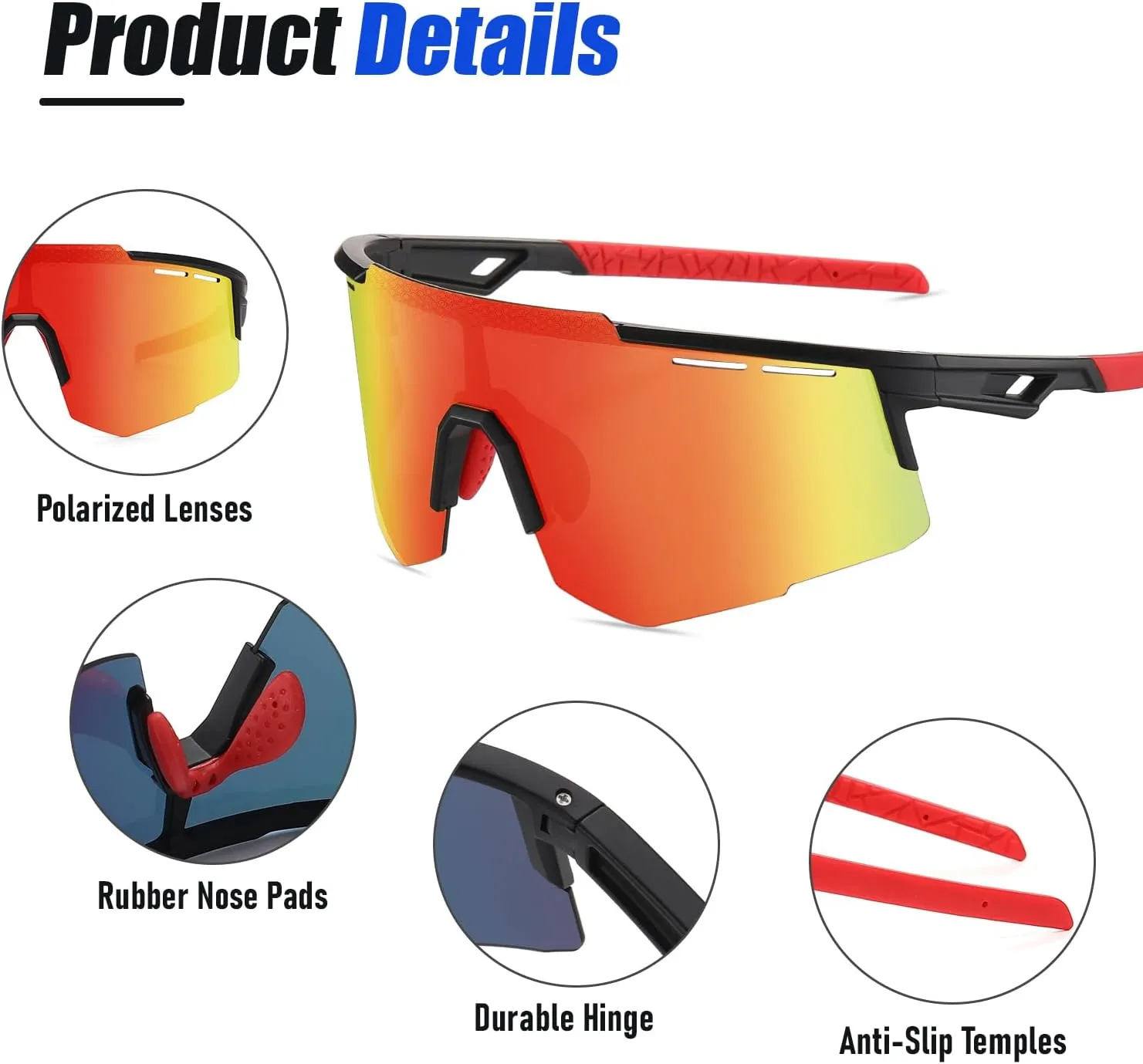DUCO Polarized Sports Sunglasses for Men UV400 protection Shades Cycling Baseball Running Fishing Sun Glasses DC0030