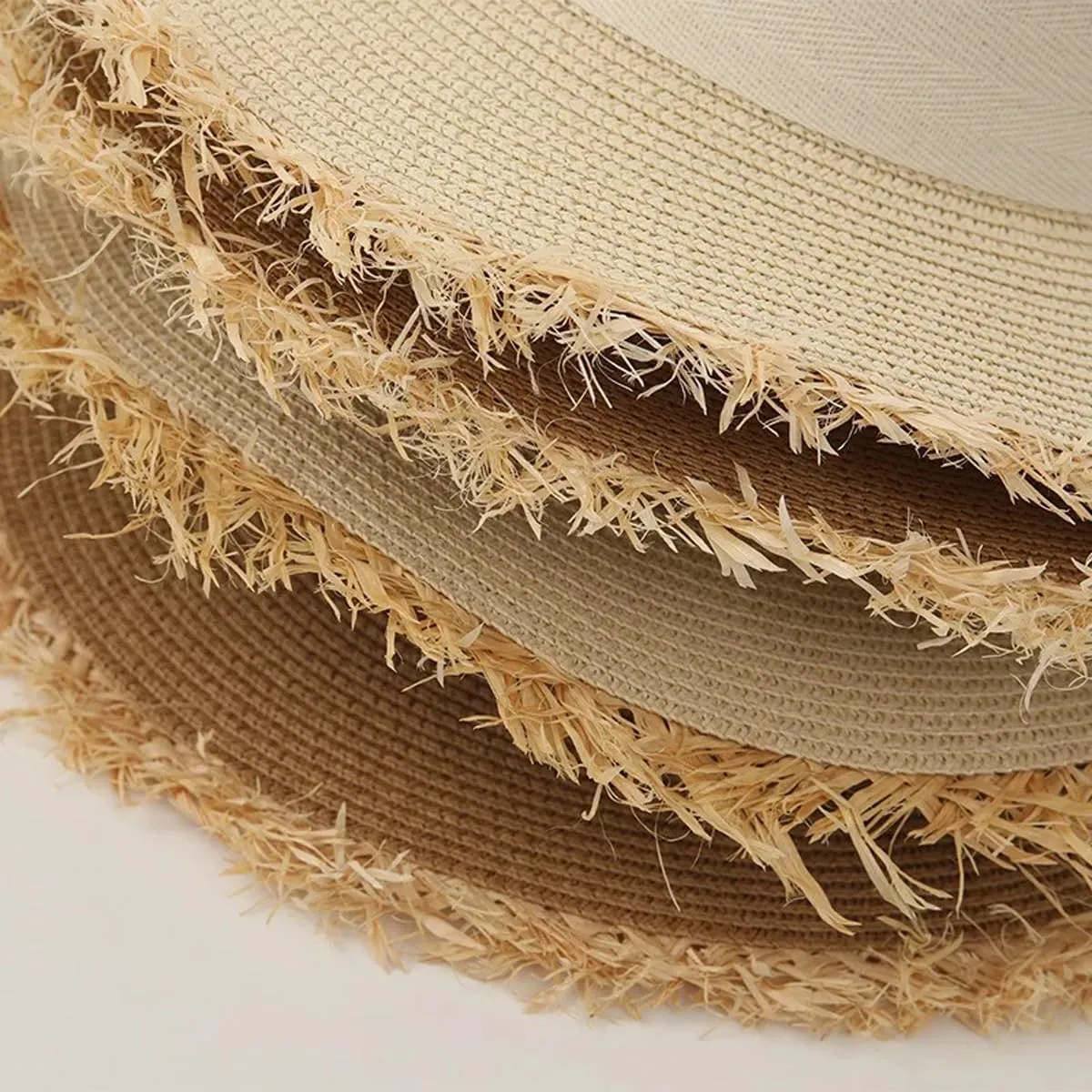 ECYC Ltd Women's Summer Straw Hats Wide Brim Fringe Sun Hat Straw Beach Hat with Knot Bow Straw Boater Hat Travel Straw Hat