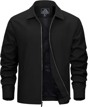 EKLENTSON Mens Lightweight Jackets Full Zip Laydown Collar Golf Light Windbreaker Jackets with Zip Pockets