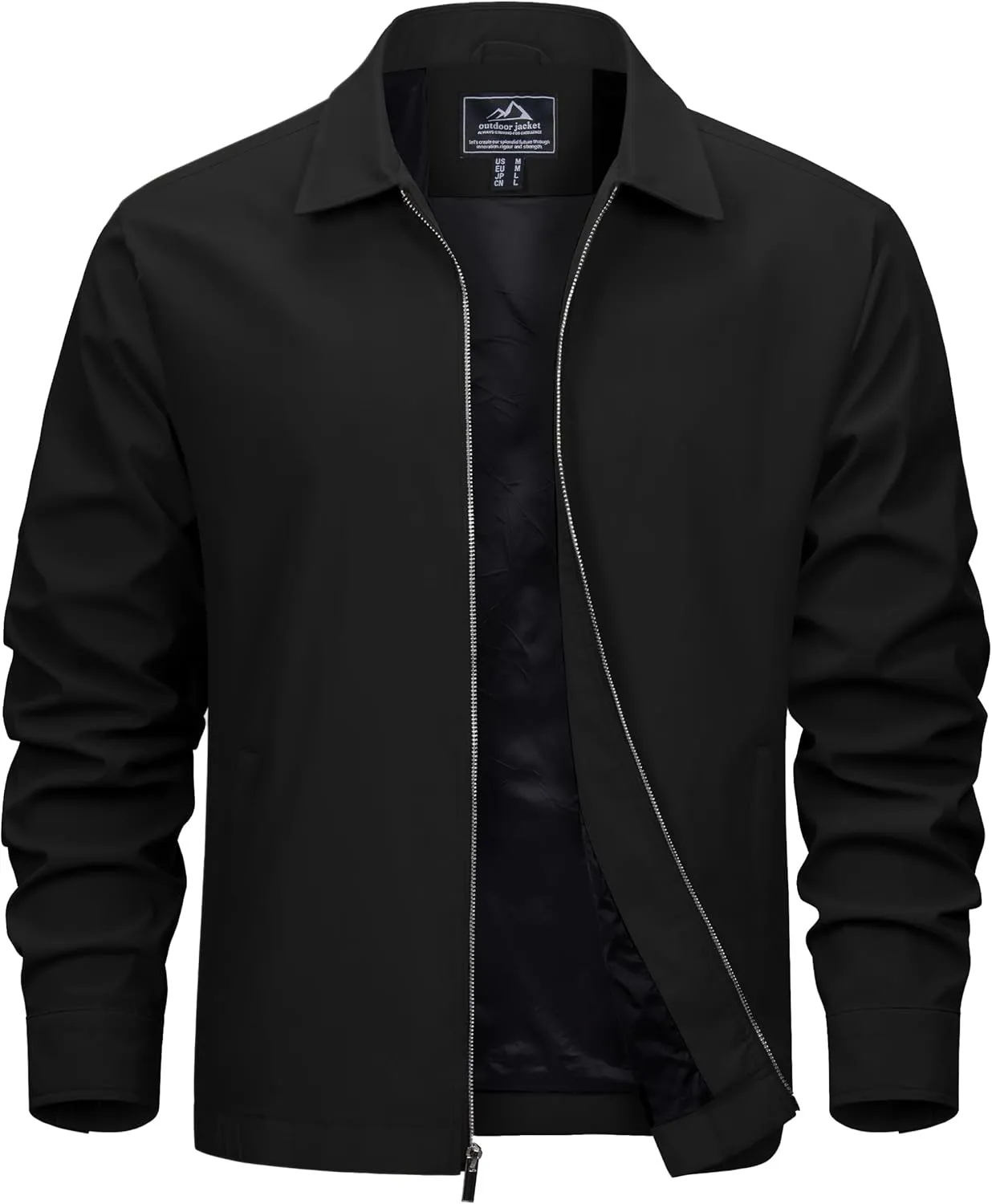 EKLENTSON Mens Lightweight Jackets Full Zip Laydown Collar Golf Light Windbreaker Jackets with Zip Pockets