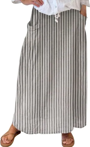 Elastic High Waist Flowy Maxi Skirts Women Boho Floral Summer Tiered Pleated A Line Long Skirt with Pockets Beach