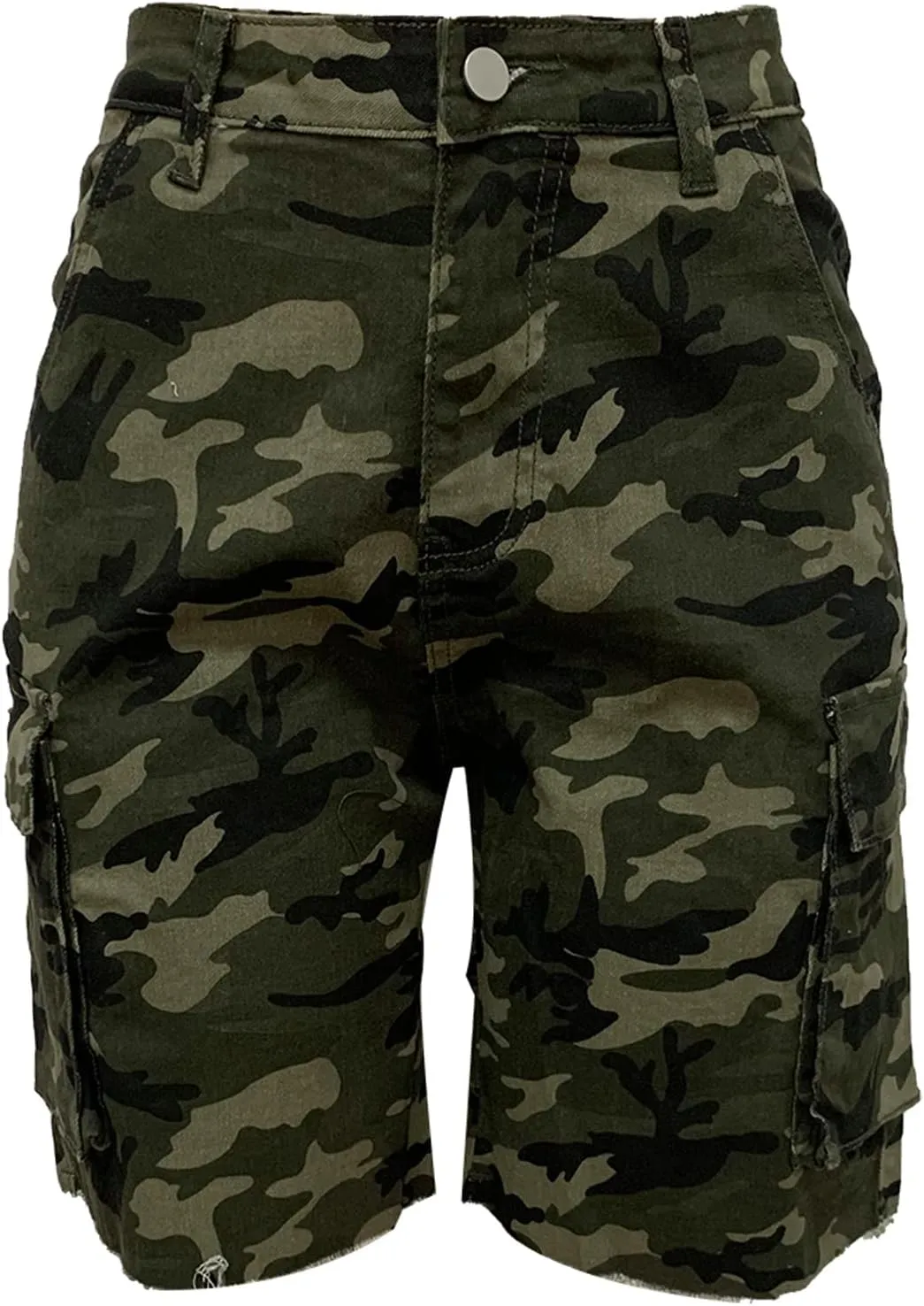 Famnbro Women Camo Shorts Slim Fit Camouflage Cargo Shorts Casual Army Fatigue Shorts with Pockets