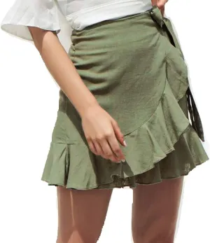Fashion Women Skirt Solid Ruffles Bandage Lace Up Short Skirt A-Line Pleated Cheer Skirts Mini Skirt Shorts for