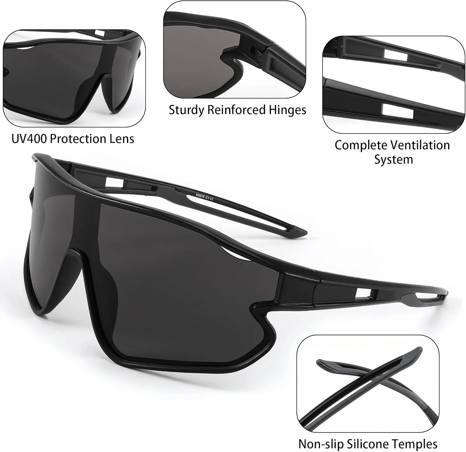 FEISEDY Unisex Youth Sunglasses, Teens Baseball Tennis Sunglasses, UV400 Sports Boys Girls Cycling Shades B4064