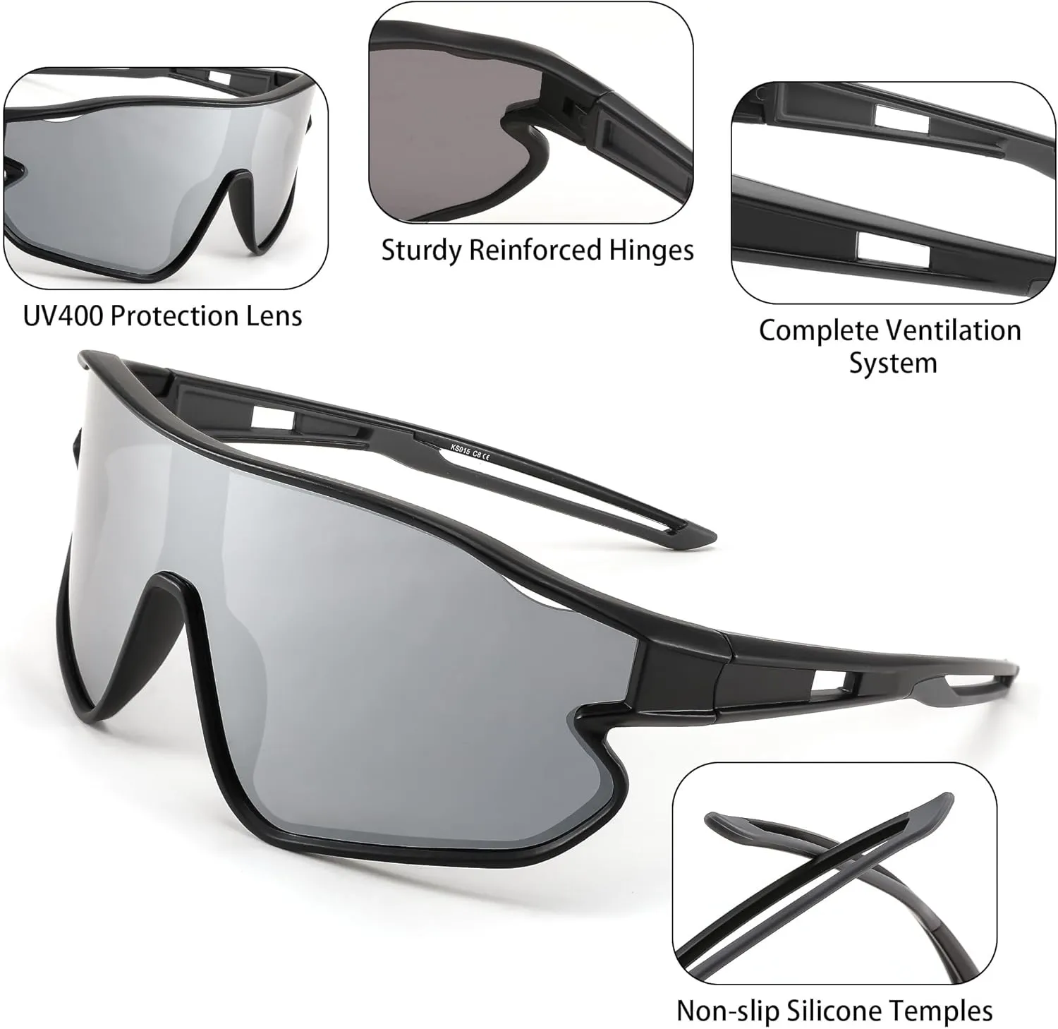 FEISEDY Unisex Youth Sunglasses, Teens Baseball Tennis Sunglasses, UV400 Sports Boys Girls Cycling Shades B4064