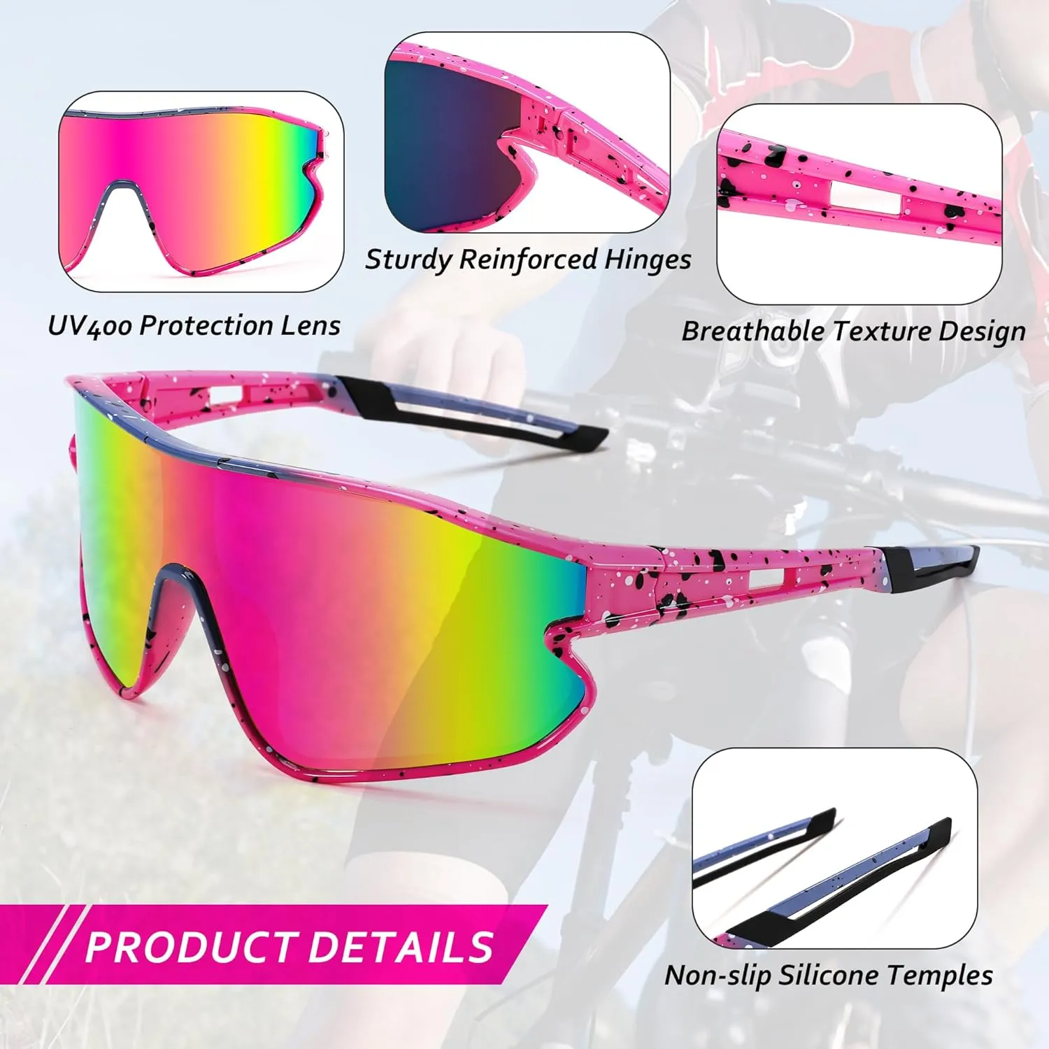 FEISEDY Unisex Youth Sunglasses, Teens Baseball Tennis Sunglasses, UV400 Sports Boys Girls Cycling Shades B4064