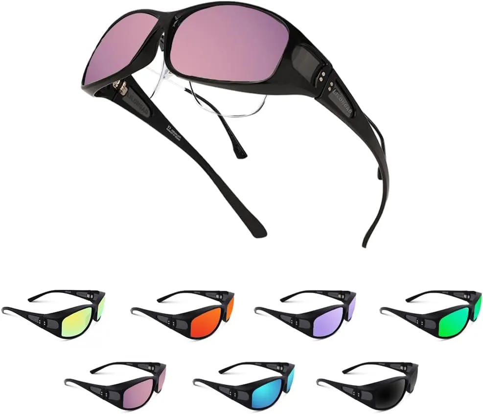 Fit Over Glasses Sunglasses for Men Women,Wrap Around Sunglasses Polarized UV400 Protection Rectangle Sun Glasses