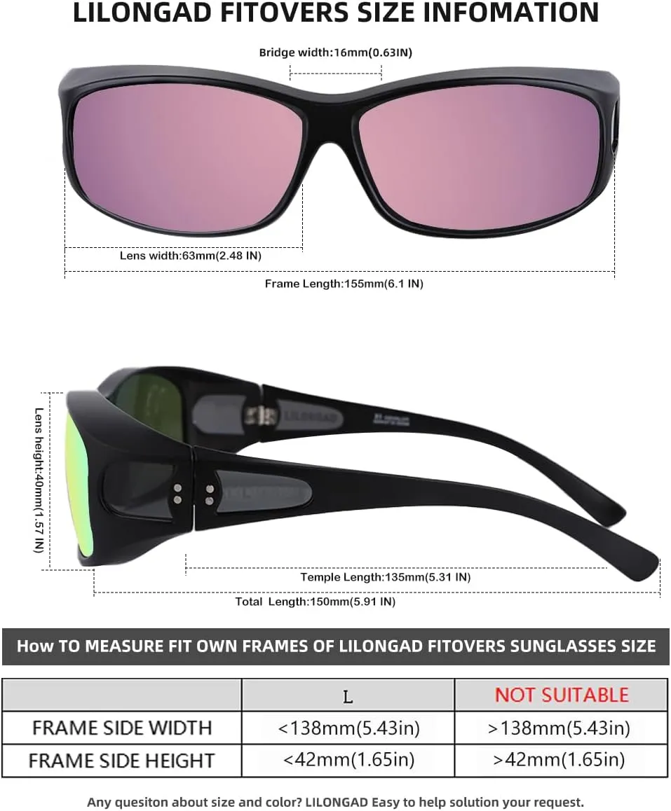 Fit Over Glasses Sunglasses for Men Women,Wrap Around Sunglasses Polarized UV400 Protection Rectangle Sun Glasses