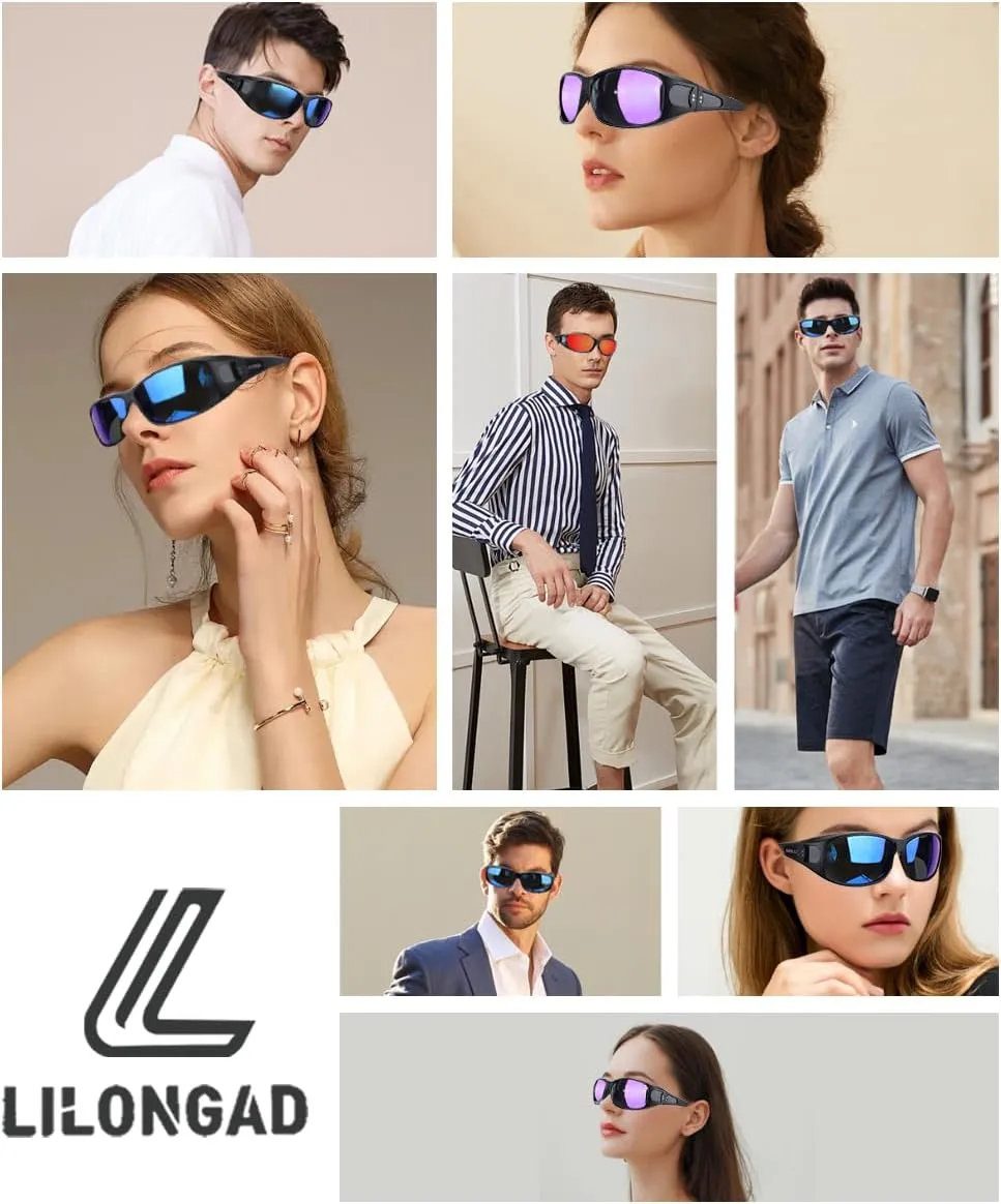 Fit Over Glasses Sunglasses for Men Women,Wrap Around Sunglasses Polarized UV400 Protection Rectangle Sun Glasses