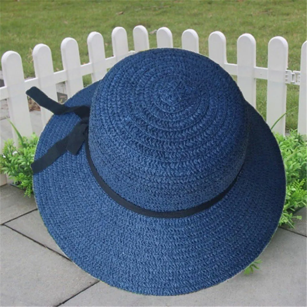 Floppy Foldable Ladies Women Straw Beach Sun Summer Hat Beige Wide Brim Women Summer Sun Hat Women Wide Brim Straw Hat