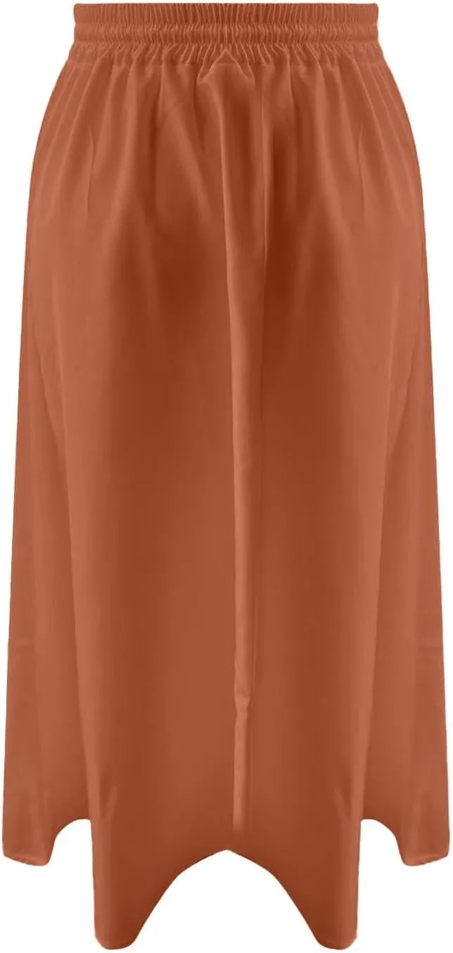 Flowy Skirts for Women Midi Length Tie Knot Boho Casual Beach High Waisted Pleated Swing Long Skirt with Pockets